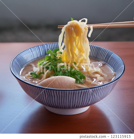 Vibrant Ramen Bowl with Cute Rabbit 123115915