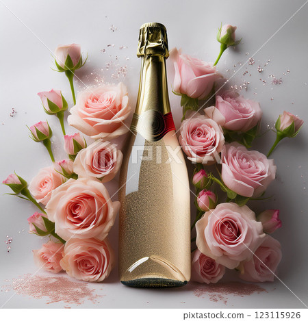 Elegant Champagne and Pink Roses Arrangement 123115926