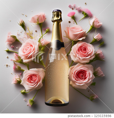 Elegant Champagne and Pink Roses Arrangement 123115936