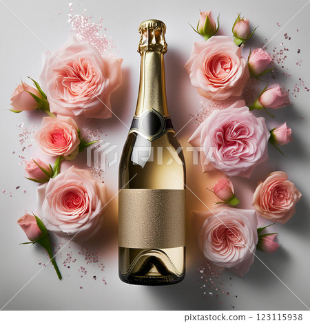 Elegant Champagne and Pink Roses Arrangement 123115938