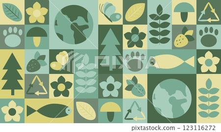 Eco friendly modular background with nature symbols Eco friendly modular background with nature symbols 123116272