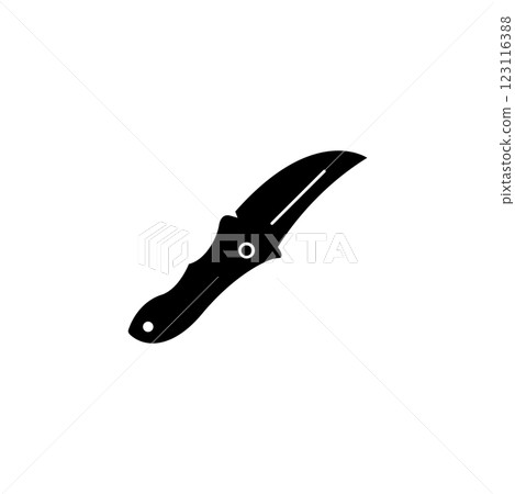 Sleek black folding knife icon, perfect for tactical and outdoor themes 123116388