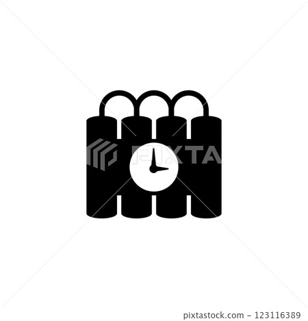 Vector icon of a dynamite bomb with a ticking timer 123116389