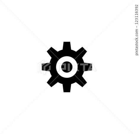 Simple black cogwheel vector icon for settings and mechanics 123116392