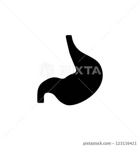 Stomach, Human Digestive Organ, Anatomy Solid Flat Vector Icon Isolated on White Background 123116421