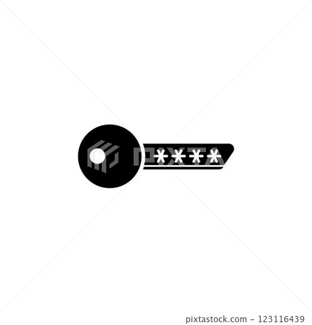 Electronic Digital Key, Cyber Safety Solid Flat Vector Icon Isolated on White Background 123116439
