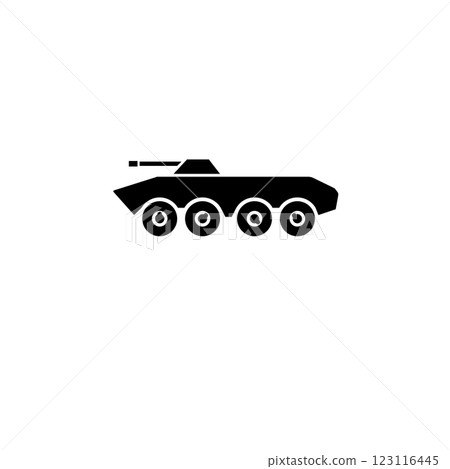 Military BTR, Armored Personnel Carrier Solid Flat Vector Icon Isolated on White Background 123116445