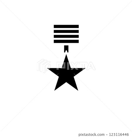 Military Reward Medal, Veteran Order Solid Flat Vector Icon Isolated on White Background 123116446