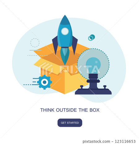 Think outside the box business concept. Flat vector illustration Think outside the box business concept. Flat vector illustration 123116653