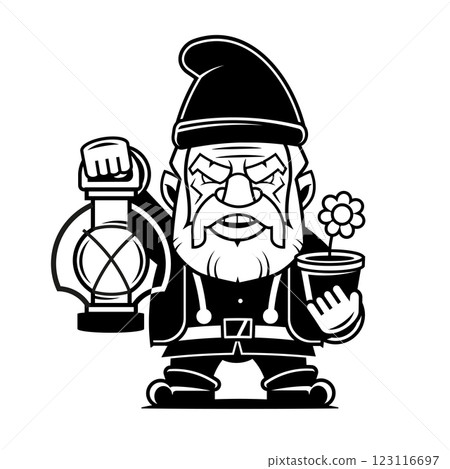 gnome vector art illustration silhouette logo design black 123116697