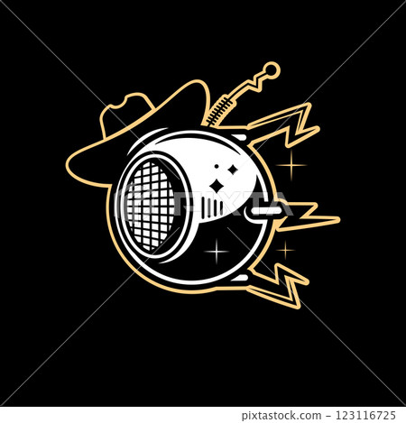 Satellite logo template. complex logo style. Vector illustrator 123116725