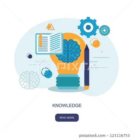 Knowledge and wisdom icon. On line learning, education, web tutorials. Flat vector illustration Knowledge and wisdom icon. On line learning, education, web tutorials. Flat vector illustration 123116753