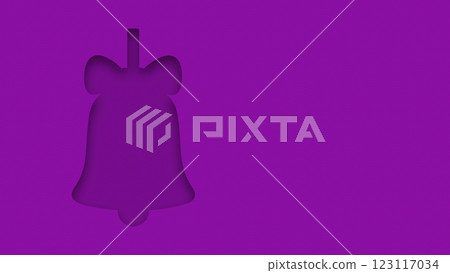 Purple, violet textured canvas background with christmas bell shape cutout 123117034