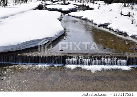 Snow melting scenery Shonai, Yamagata Prefecture Snow melting scenery Shonai, Yamagata Prefecture 123117521