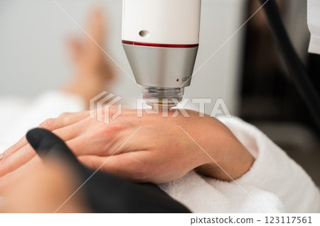 High-tech skin treatment session at a wellness center during daytime 123117561