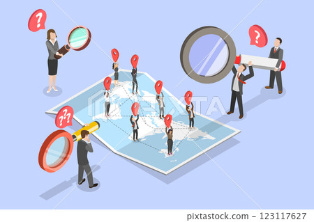 3D Isometric Flat Vector Illustration of Business Recruitment, Employee Hunting 123117627