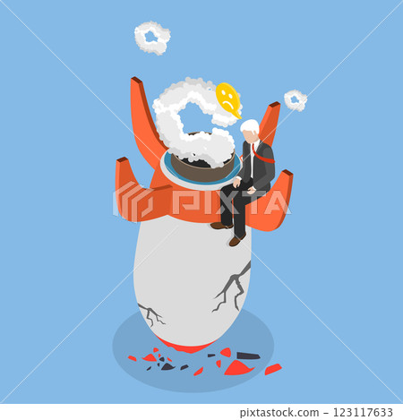 3D Isometric Flat Vector Illustration of New Business Failure, Collapse, Crisis of Project 123117633
