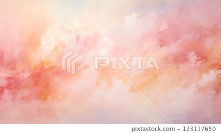 Canvas background with soft pink and peach colors, mix of cream paint strokes, abstract textured surface 123117650