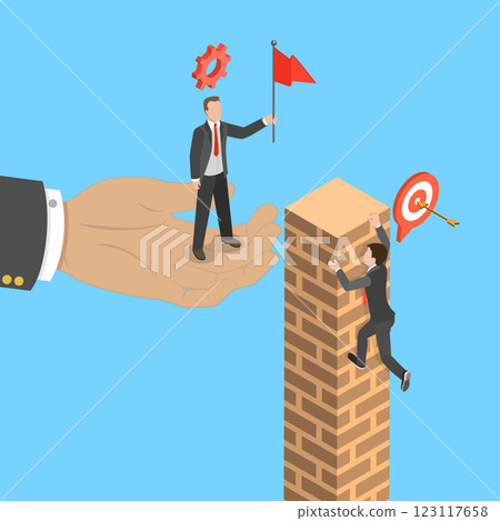 3D Isometric Flat Vector Illustration of Unfair Business World, Bribery and Corruption 123117658
