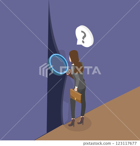 3D Isometric Flat Vector Illustration of Finding Solution, Inner Feeling Trust to Make Decision 123117677