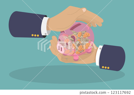 3D Isometric Flat Vector Illustration of Finance Saving Protection, Secure Investment, Insurance 123117692