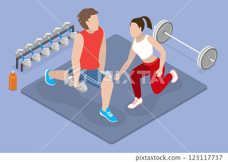 3D Isometric Flat Vector Illustration of Training With Coach, A Winning Approach For Athletes 3D Isometric Flat Vector Illustration of Training With Coach, A Winning Approach For Athletes 123117737