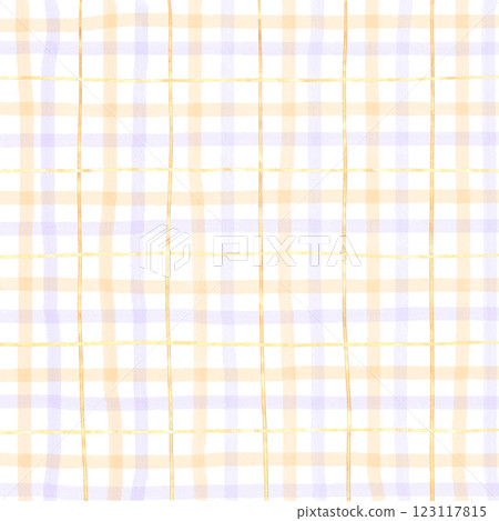 Gold Orange Purple Plaid Gingham Check Hand Drawn Background Pattern Overlay 123117815