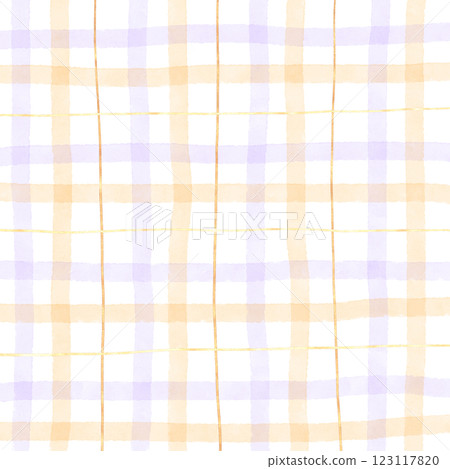 Gold Orange Purple Plaid Gingham Check Hand Drawn Background Pattern Overlay 123117820