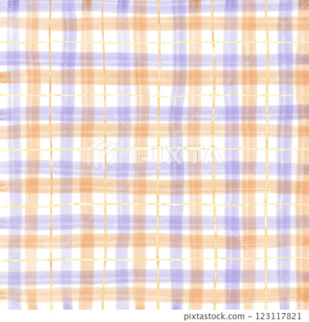 Gold Orange Purple Plaid Gingham Check Hand Drawn Background Pattern Overlay 123117821