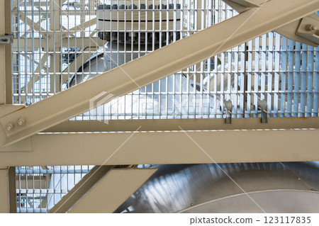 Close-up of an industrial metal framework highlighting precision engineering and durable construction 123117835