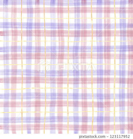 Gold Purple Pink Plaid Hand Drawn Background Pattern Overlay 123117952