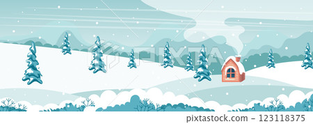 house, landscape, snow 123118375