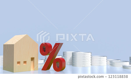 The House and percent for Property or Real estate concept 3d Rendering The House and percent for Property or Real estate concept 3d Rendering 123118838