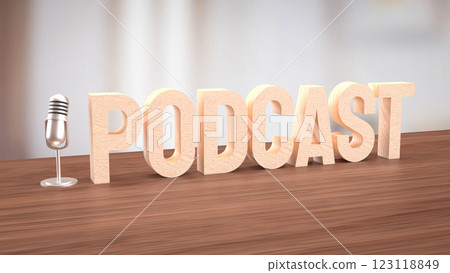 Microphone for  podcast or Radio live concept 3d Rendering. 123118849