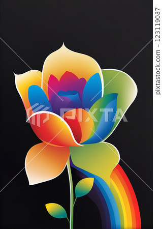Rainbow colored flower illustration 123119087