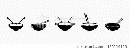 Flat Silhouette Vector Asian Cuisine Illustration Set. Ramen Bowl, Noodle Bowl Icon for Sushi Restaurant Emblem. Asian Food Design Template, Food Symbol Flat Silhouette Vector Asian Cuisine Illustration Set. Ramen Bowl, Noodle Bowl Icon for Sushi Restaurant Emblem. Asian Food Design Template, Food Symbol 123119113