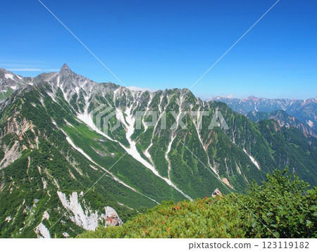 Summer view of Mt. Yari from Mt. Nishi in the Northern Alps 123119182