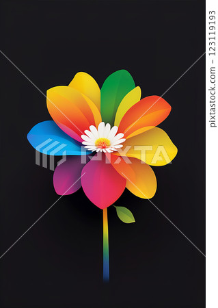 Rainbow colored flower illustration Rainbow colored flower illustration 123119193