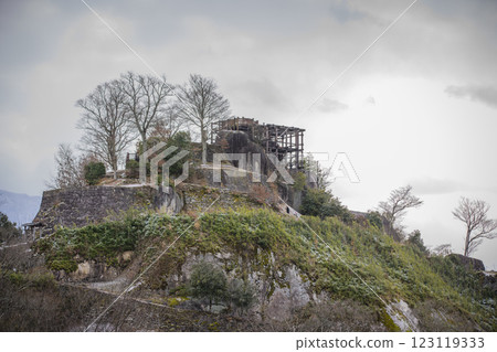 Naegi Castle in winter, Nakatsugawa City, Gifu Prefecture Naegi Castle in winter, Nakatsugawa City, Gifu Prefecture 123119333