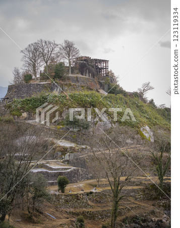 Naegi Castle in winter, Nakatsugawa City, Gifu Prefecture 123119334
