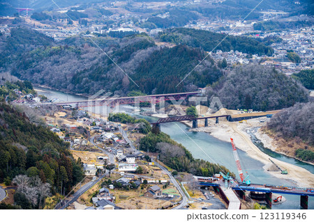Naegi Castle in winter, Nakatsugawa City, Gifu Prefecture 123119346