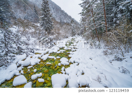長野縣南木曾町柿餘溪的冬日風景 長野縣南木曾町柿餘溪的冬日風景 123119459