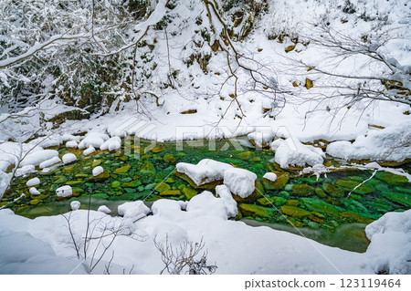 長野縣南木曾町柿餘溪的冬日風景 123119464