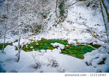 Winter scenery of Kakizore Valley, Minami Kiso Town, Nagano Prefecture 123119465