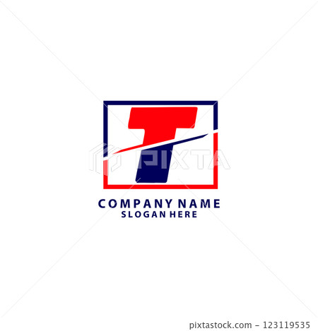 cut out lines initial letter t logo design 123119535