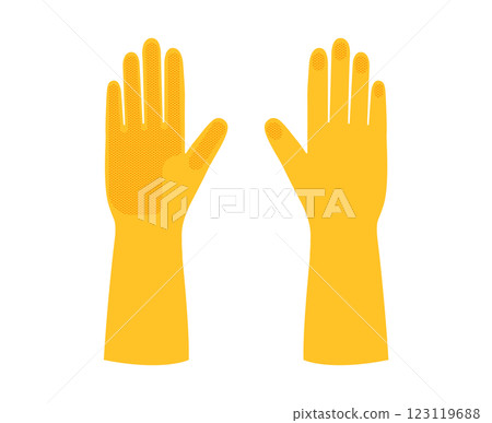 Yellow cleaning protective Gloves Fashion hand accessory clothing technical illustration garment. Dish wash Vector for Yellow cleaning protective Gloves Fashion hand accessory clothing technical illustration garment. Dish wash Vector for 123119688
