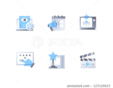 Film awards and premieres - flat design style icons set Film awards and premieres - flat design style icons set 123120023