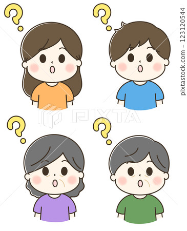 Illustration set of a family with doubts and doubts 123120544