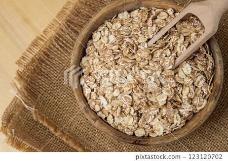 Raw oatmeal porridge Gluten free cereals. Health gut benefits. Concept of alternative whole spelt grain ingredient. Vegetarian diet recipes. Plant-based lifestyle. Copy space Protein rich Raw oatmeal porridge Gluten free cereals. Health gut benefits. Concept of alternative whole spelt grain ingredient. Vegetarian diet recipes. Plant-based lifestyle. Copy space Protein rich 123120702