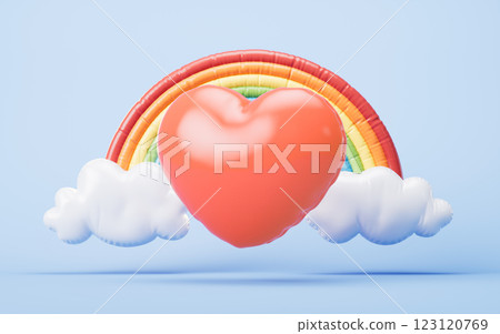 Inflatable heart shape balloon, 3d rendering. Inflatable heart shape balloon, 3d rendering. 123120769